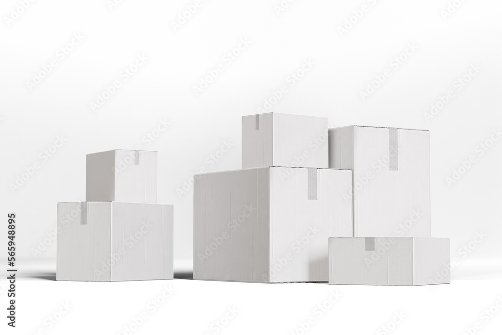Mock up Carton box on white background 3d render Mock up Carton box on white background 3d render