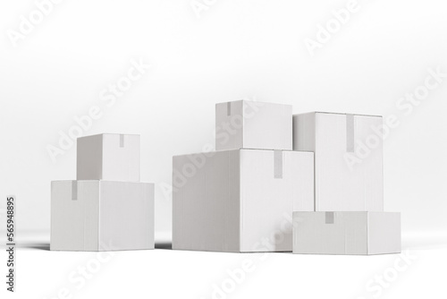 Mock up Carton box on white background 3d render