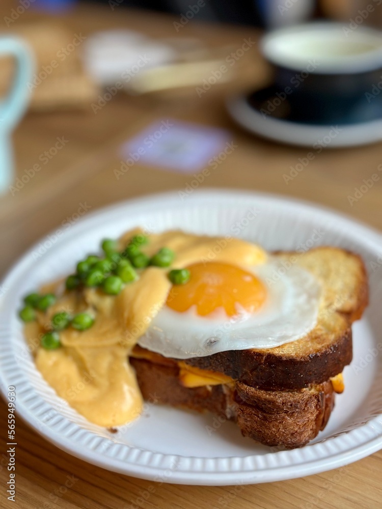 toast with cheese and fried egg