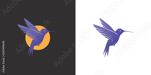 Logo hummingbird bird fluttering in the sky minimalism print