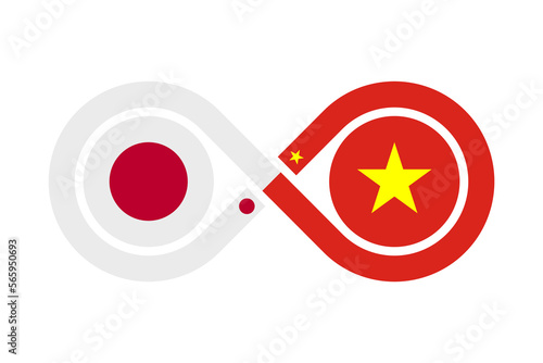 unity concept. japanese and vietnamese language translation icon. vector illustration isolated on white background
