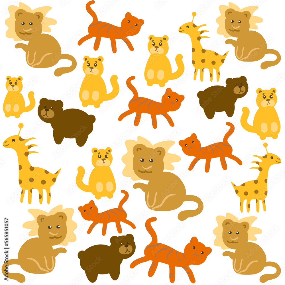 Fototapeta premium Zoo animal illustration. Children's pattern.