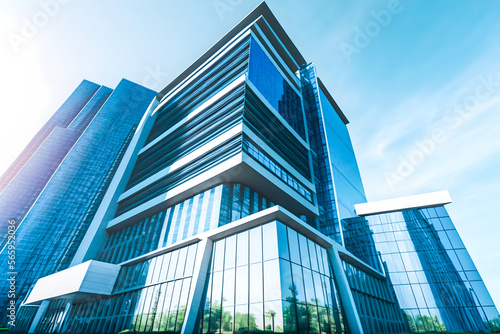 Beautiful architecture corporate office building skyscraper with window glass pattern