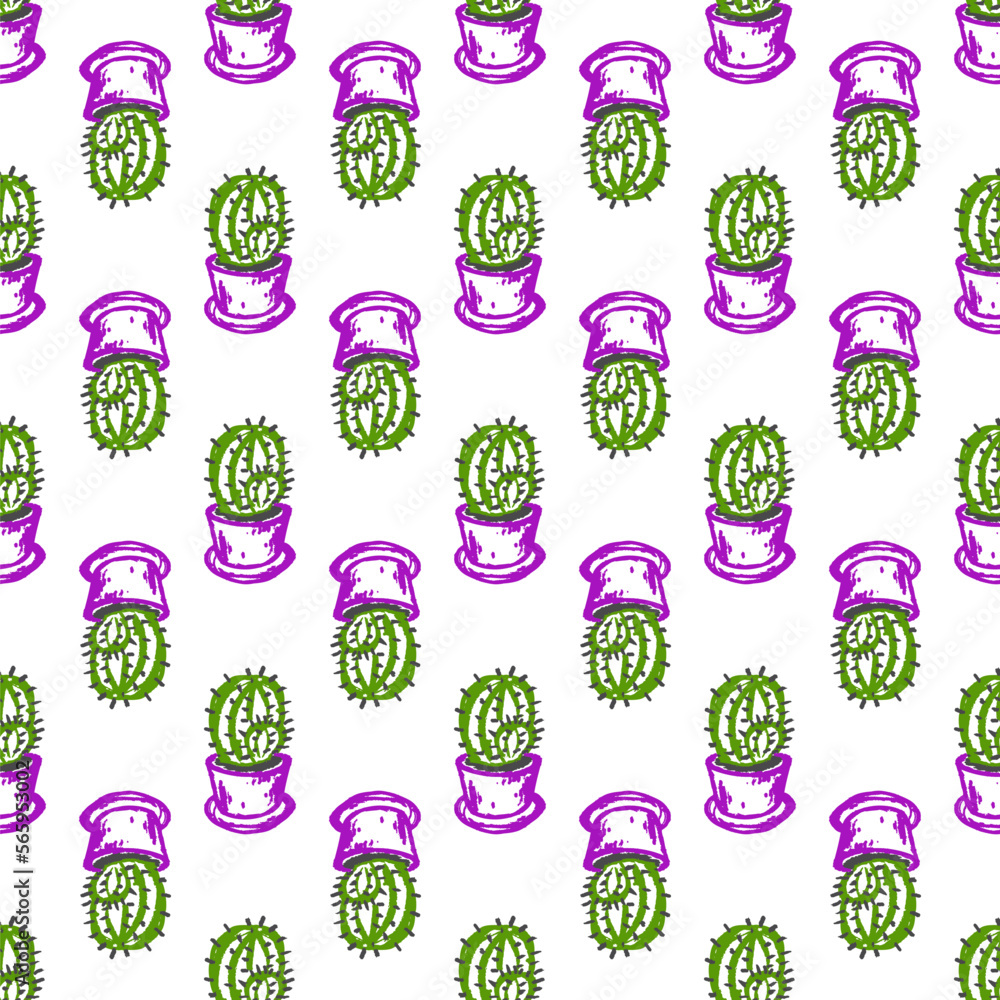 Fototapeta premium Seamless pattern. Children's drawings with wax crayons