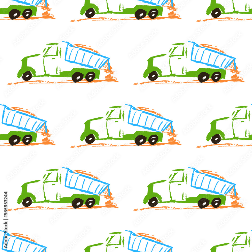Seamless pattern. Children's drawings with wax crayons Seamless pattern. Children's drawings with wax crayons