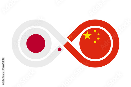 unity concept. japanese and chinese language translation icon. vector illustration isolated on white background