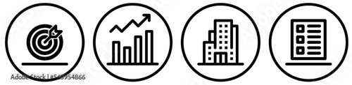 Target, graph office and task icon set photo