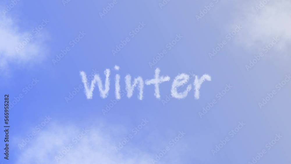 Winter Text or Word with Cloud Effect Symbol Animation on Blue Sky Winter Text or Word with Cloud Effect Symbol Animation on Blue Sky