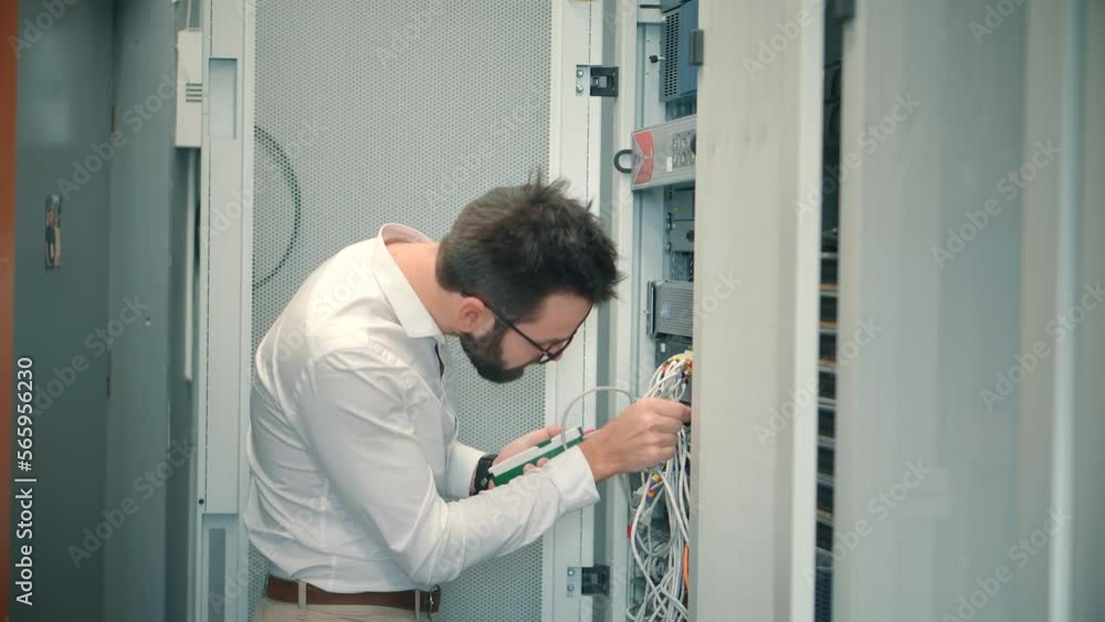 technician specialist working in server cabinet technician specialist working in server cabinet