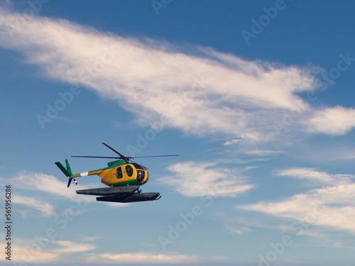 yellow helicopter in la spezia gulf
