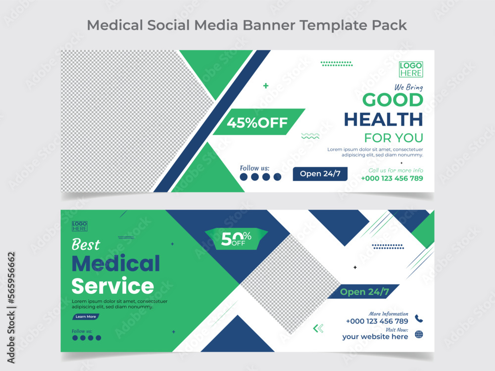 Medical healthcare social media cover design and web banner design template