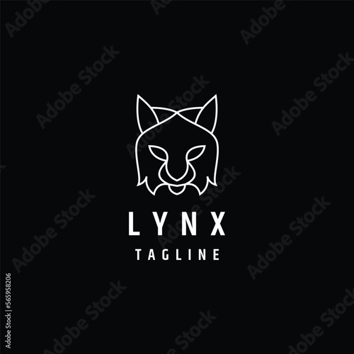 Lynx head line art logo icon design template