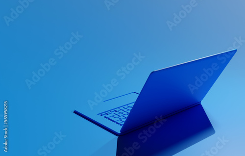 3D illustration of a blue laptop