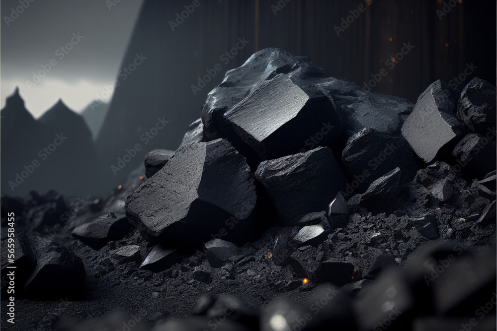 Bituminous coal in a coal mine. Generative AI