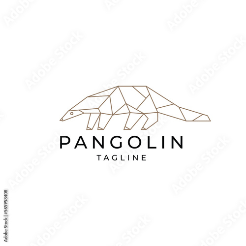 Abstract linear pangolin logo design vector template photo