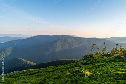 View from Bridlicna hora hill in Jeseniky mountains in Czech republic