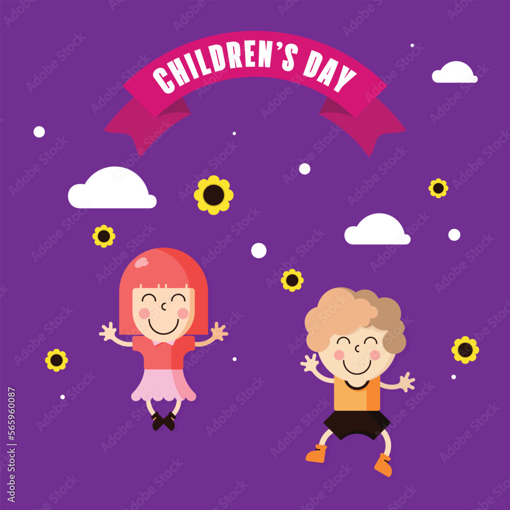 Children's Day Illustration Vector. Cute Character in Children's Day Illustration