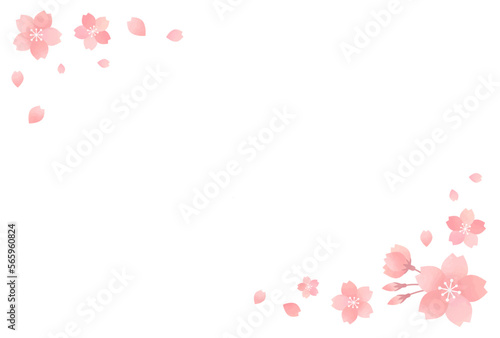 水彩風　桜・桜ふぶきのフレーム