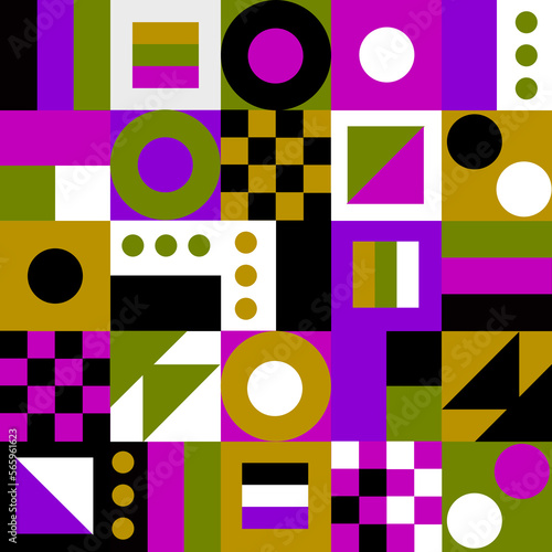 Geometric vector illustration with different elements. Design for a summer holiday poster, postcard, brochure, textile, presentation or template. Fashionable artistic print and background.