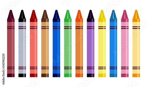 Colorful wax crayons on white background. Wax crayons