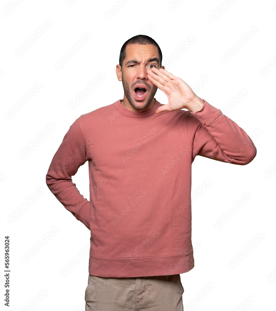 Angry young man trying to say something strongly Angry young man trying to say something strongly