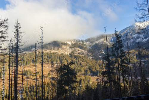 Winter Tatra Mountains. High peak view. Beautiful scenery of mountains in Poland. Winter travel
