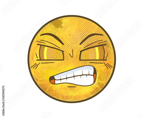 Part of a collection of hand-drawn emoticons, the ' irritated ' emoji is part of this unique series, featuring cute and quirky stamps, watercolor paint effects and emotive expressions.
