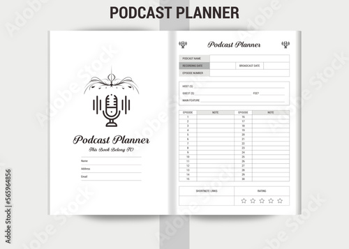 podcast planner KDP Interior log book design