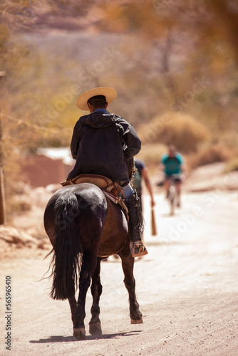 Cowboy on Horseback on Desert Road © John