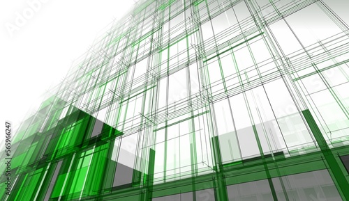 Abstract modern architecture 3d rendering