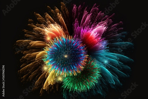  a colorful fireworks display on a black background with a black background and a black background with a black background and a colorful fireworks display on a black background.  generative ai