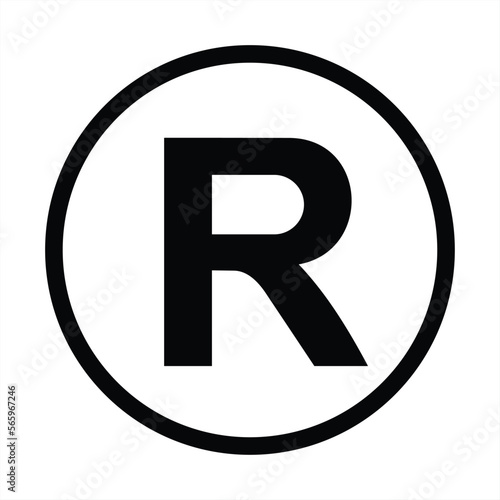 Registered Trademark Symbol, isolated black vector illustration