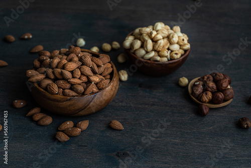 Organic food concept with bowl full of nuts