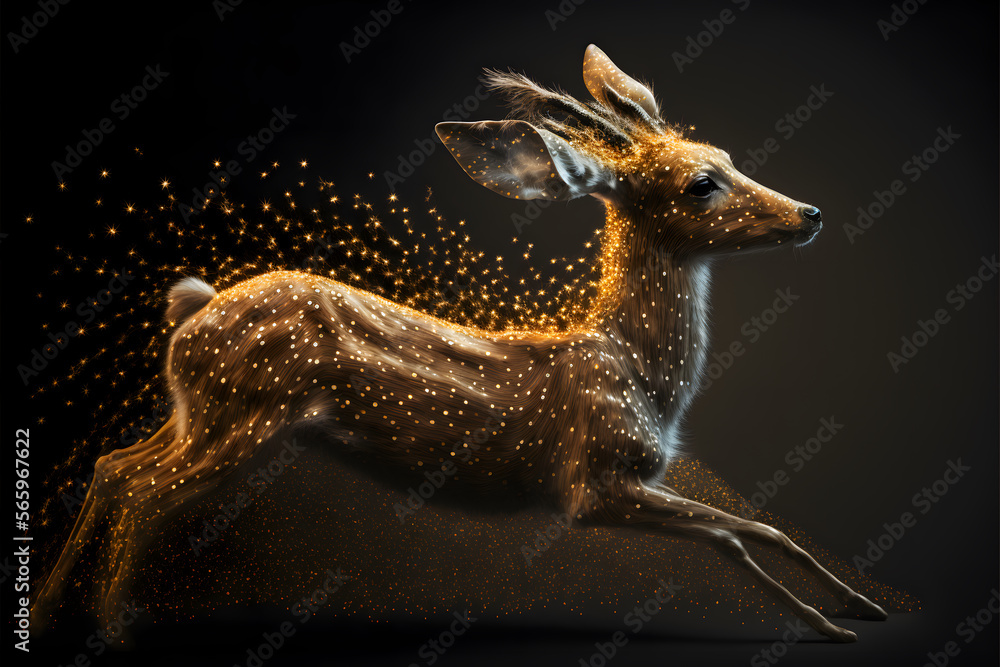 Obraz premium 3d render fawn running on the stars
