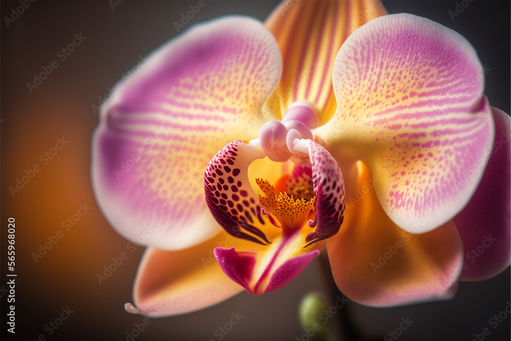 orchid on blurry background, close shot,