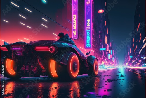 Cyberpunk neon car