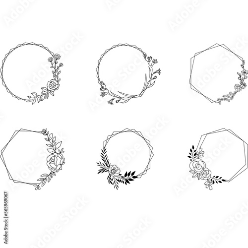 Floral hexagon SVG. Wedding sign SVG. Hexagon monogram SVG. Hexagon wreath SVG. Hexagon frame SVG. Floral wreath SVG