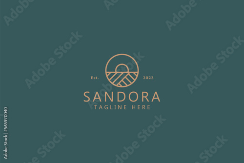 Sun Farm Field and Agriculture Concept Minimalist Quality Logo Design Template.