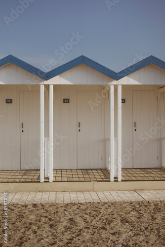 Cabine in spiaggia a Forte dei Marmi, Toscana, Italia