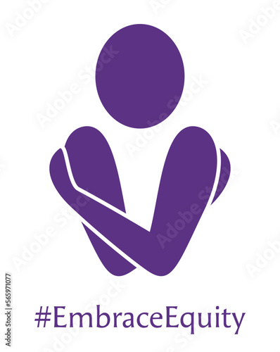 Embrace Equity logo with hashtag, for International Women's Day 2023
