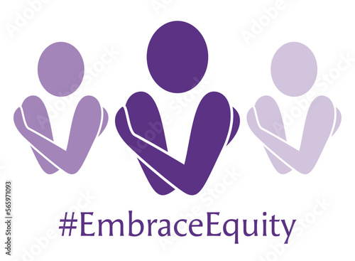 Obraz na plátne Embrace Equity logo with hashtag, for International Women's Day 2023