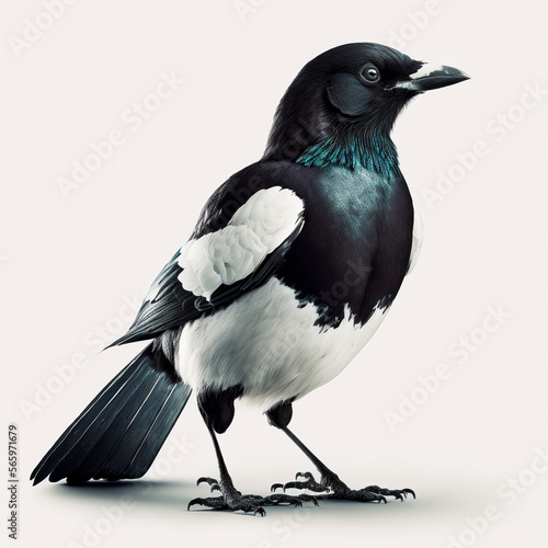Canvas Print magpie on a white background