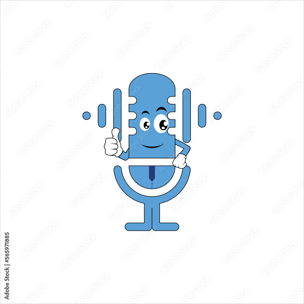 cute and cool blue microphone mascot graphic vector illustration suitable for logo podcast, music, recording, radio,brand, product mascot etc. cute and cool blue microphone mascot graphic vector illustration suitable for logo podcast, music, recording, radio,brand, product mascot etc.