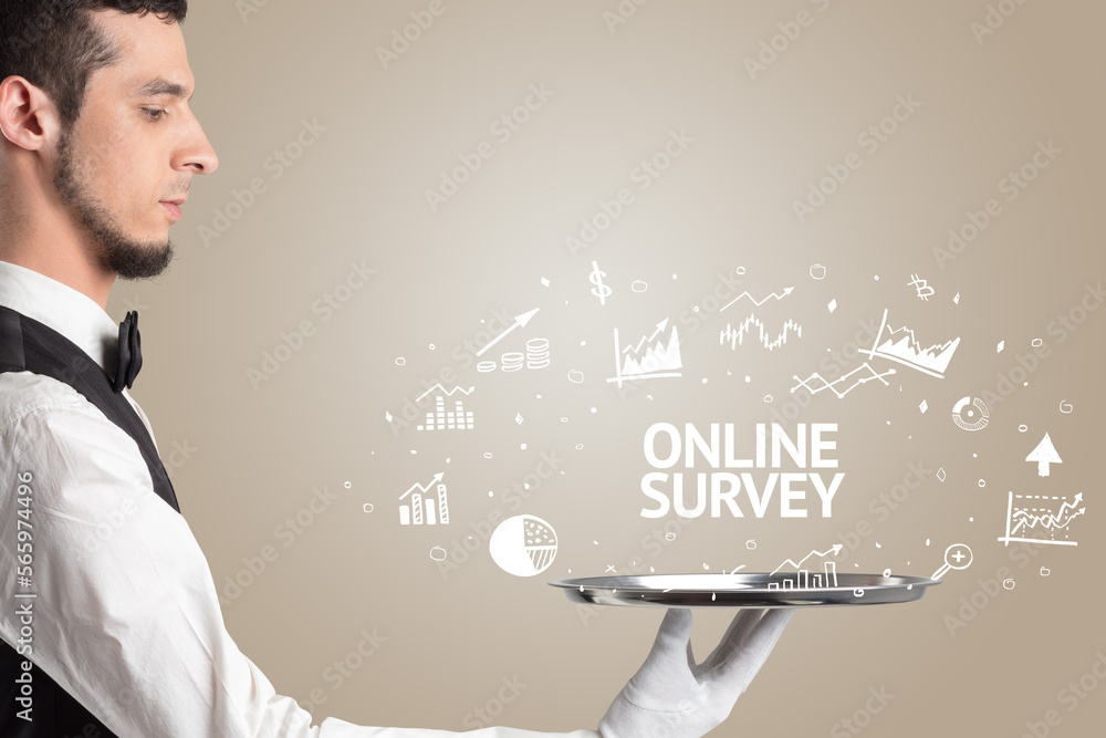 Waiter serving business idea concept Waiter serving business idea concept
