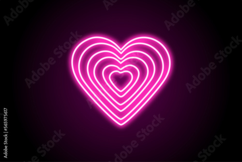 Neon glowing heart icon love