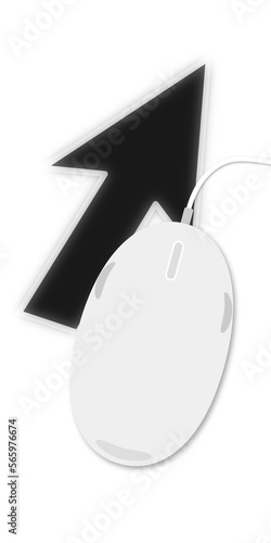 illustrazione con dispositivo di puntamento mouse, freccia e cavo su sfondo trasparente photo