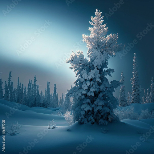 snowy night created by generative AI technology