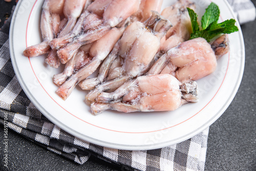 frozen frog legs frozen food healthy meal food snack on the table copy space food background rustic top view