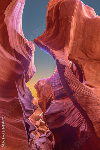 Antelope Canyon im Navajo Reservation bei Page, Arizona USA. Artwork and travel concept. 