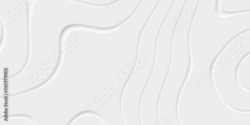 Round inset white organic curvy smooth terrain height line shapes geometrical background wallpaper banner pattern top view flat lay from above